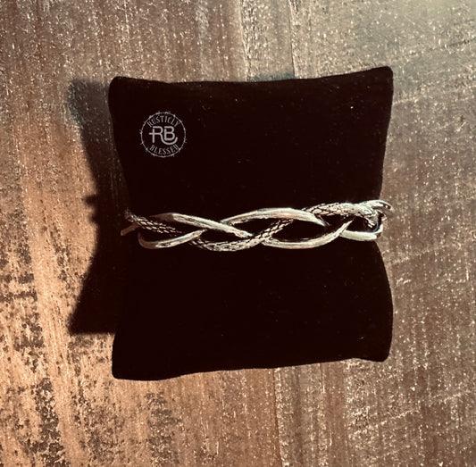 Silver Toned Braided Cuff Bracelet