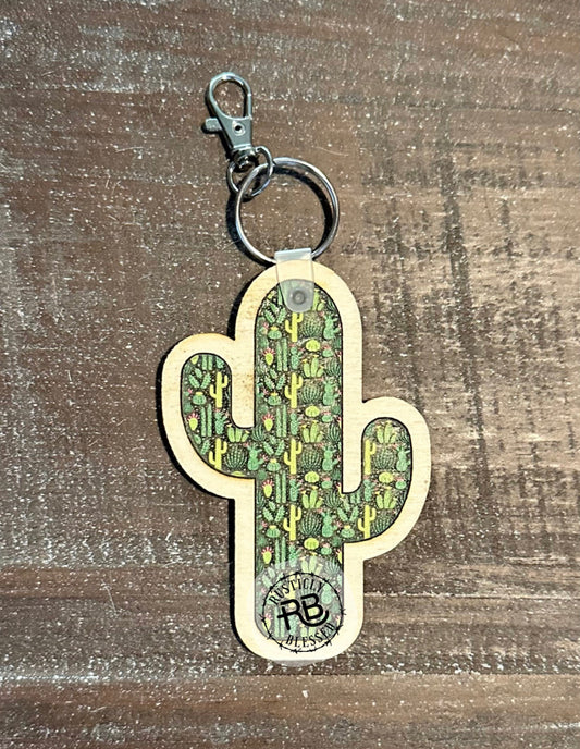 Cactus Inlay Keychain