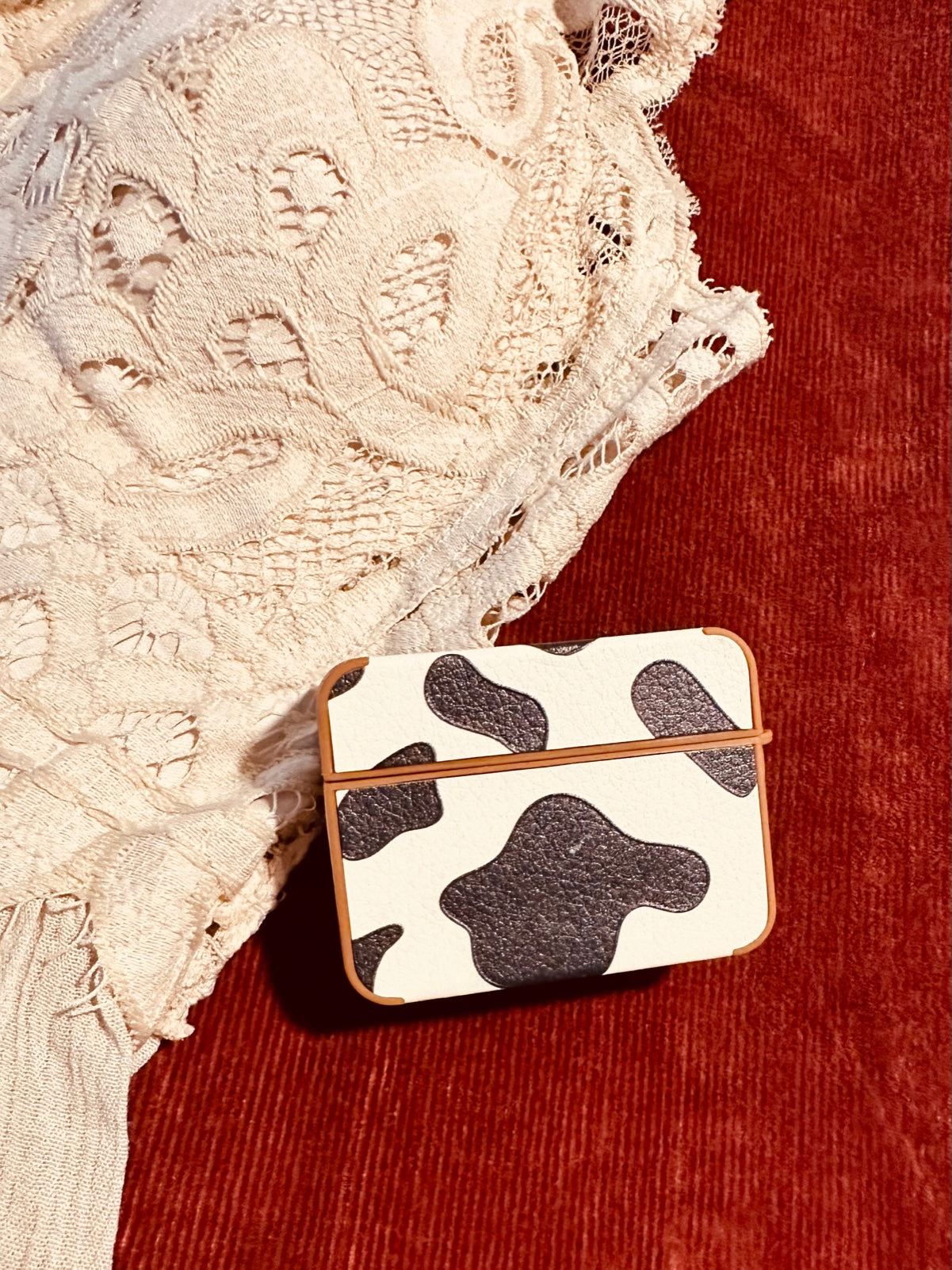 Cow Print Leather Airpod Case