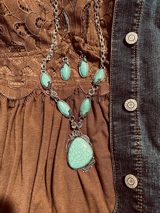 Large Turquoise Floral Set