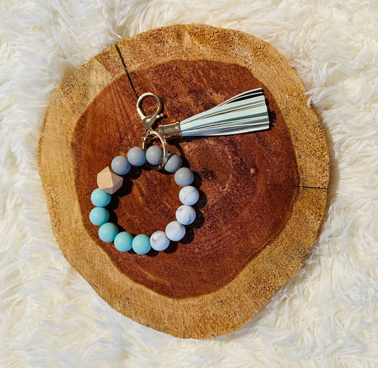 Turquoise Gray Marble Keychain
