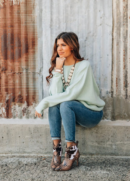 Never Looking Back Mint Sweater