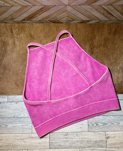 Mineral Washed Hot Pink Crop