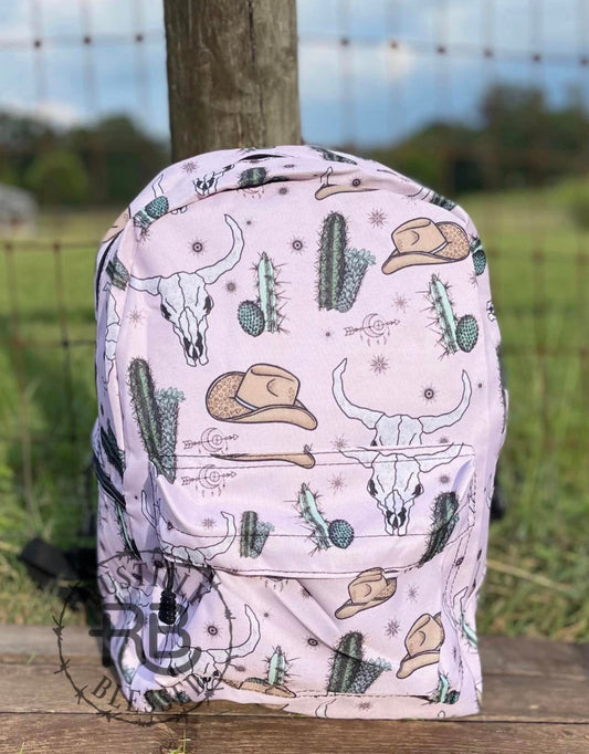 Pink Western Bull Backpack