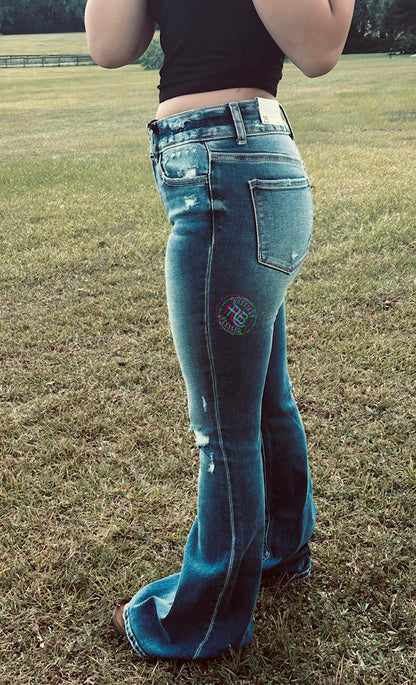 Mid -Rise Super Flare Jeans